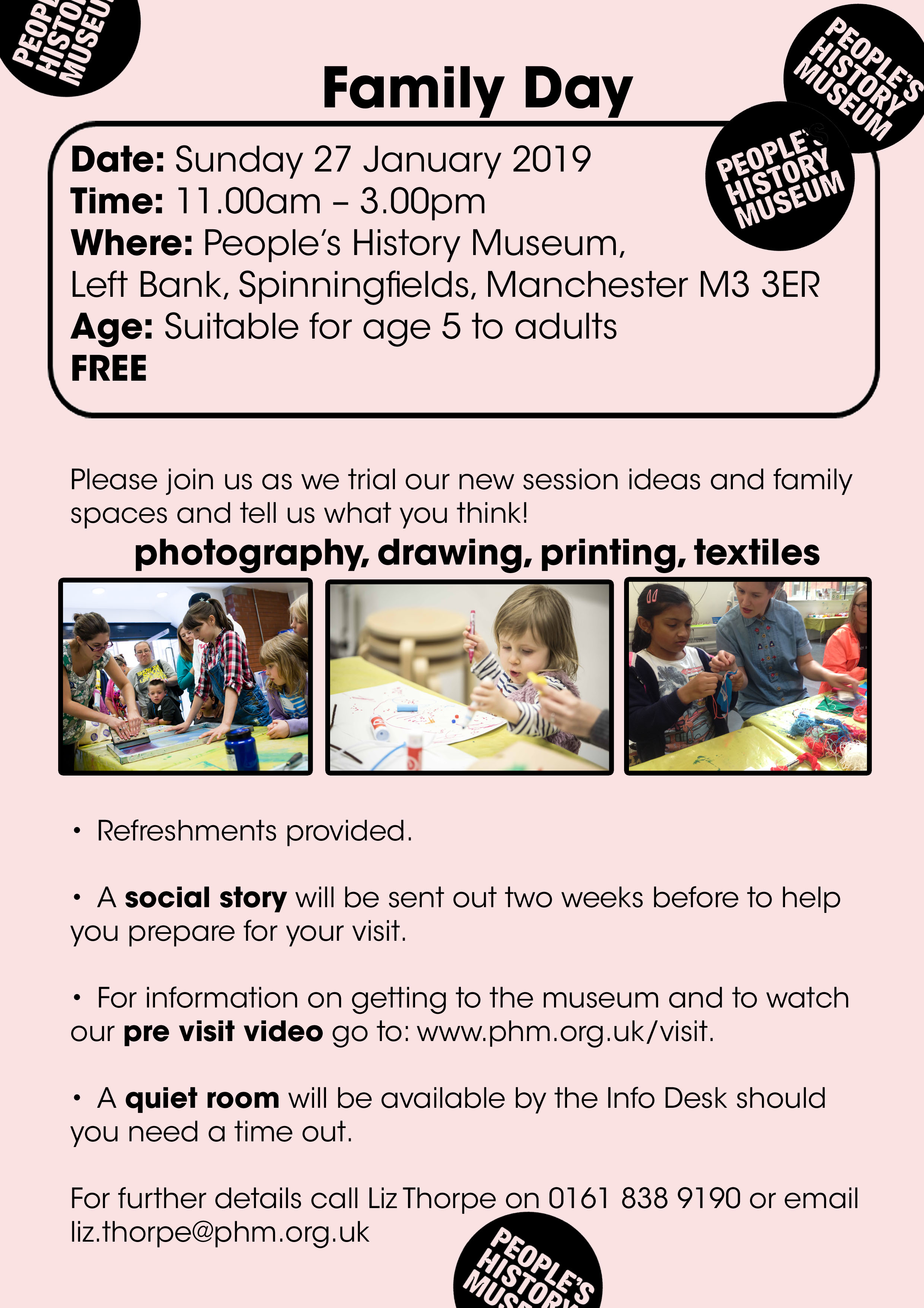 Flyer for People's History's Museum's Special Needs-Friendly Family Day