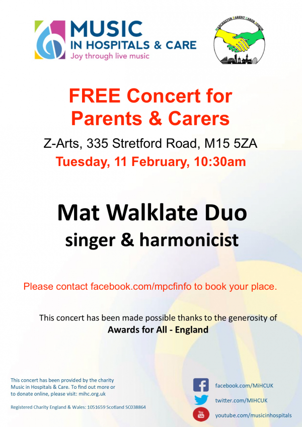 Details of the Feb 2020 "Concert for Carers" from MiHC and MPCF