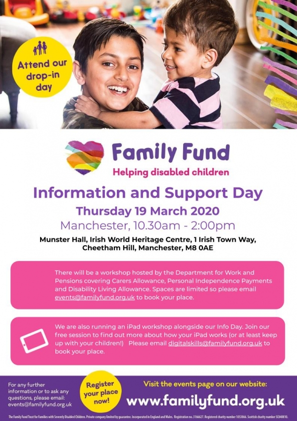 Details of the Family Fund Information & Support Day in Manchester for 2020