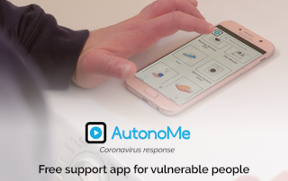 a hand touching a smartphone running the AutonoMe app | image credit: www.autono.me.uk