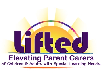 Logo for the Lifted Carers Centre with text that reads: "Elevating parent carers of children and adults with special learning needs"