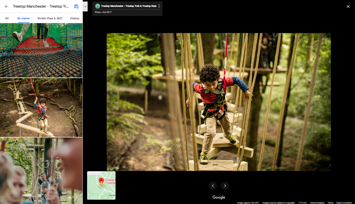 A child trying a Treetop Trek course in Manchester | Photo credit: Treetop Manchester via Google Maps