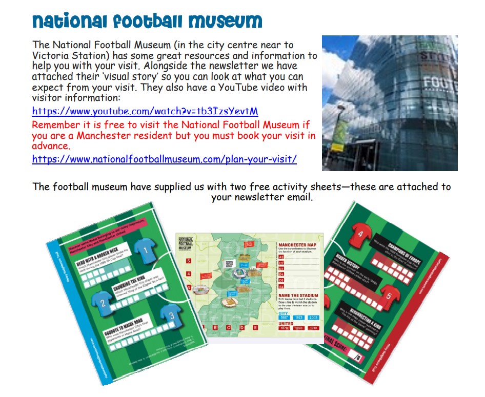 screenshot of page 3 of the 2nd Explore Manchester newsletter, which highlights the National Football Museum