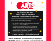 This screenshot of the SEND Local Offer newsletter shows Odd Arts' logo, accompanied by the text "Creative workshops exclusive for children and young people with additional needs", more info about the workshops, and followed by the date/times of the sessions and booking information.