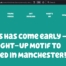 This is a screenshot of the header of the Our Year's Christmas design competition news article. The main text says, "Christmas has come early – design a light-up Motif to be displayed in Manchester!"