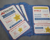The photo shows the front and back sides of the Circus Starr tickets for 17 June 2025, 7pm start.