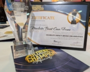 The photo shows our certificate and trophy for the Disability Impact category at the Global Champion Awards of 2025.