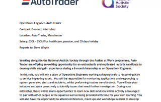 Cropped version of the AutoTrader JD Operations Engineer internship job advert