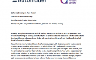 Cropped version of the AutoTrader Software Developer internship job advert