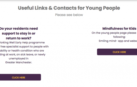 A screenshot of IASM's "Useful Links & Contacts for Young People" page as of 2020-08-11 at 16.52.33