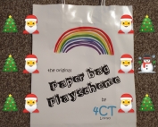 photo of 4CT's original Paperbag Playscheme, overlayed with Christmas tree and Santa emojis