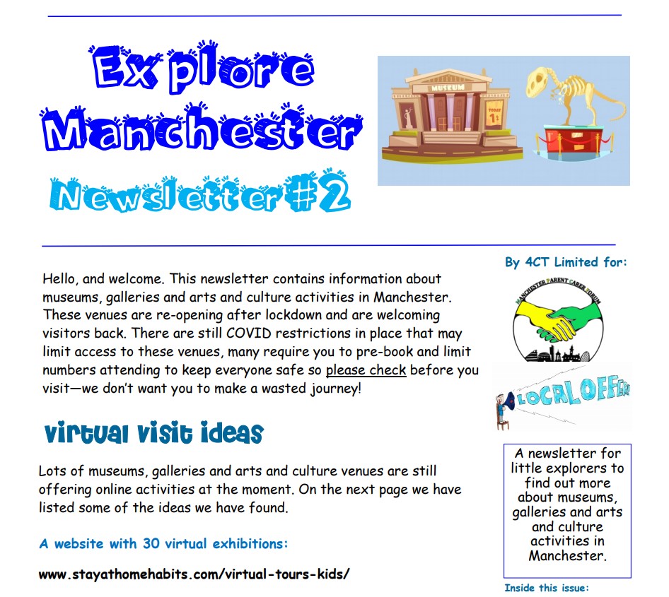screenshot of page 1 of the 2nd Explore Manchester newsletter