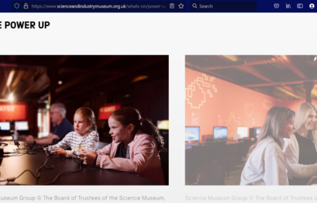 Photos of people enjoying SIM's Power UP exhibition, as screenshotted from the Science and Industry Museum's website