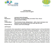 The photo shows a screenshot of the official job description for the Assistant Autism Navigator role in MFT.